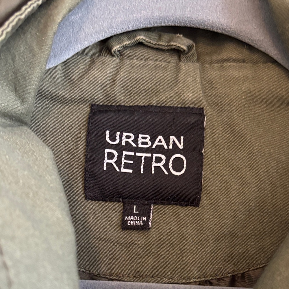 Urban Retro Army Green 100% Cotton Utility Jacket Lots of Pockets Size Large EUC - Picture 2 of 10